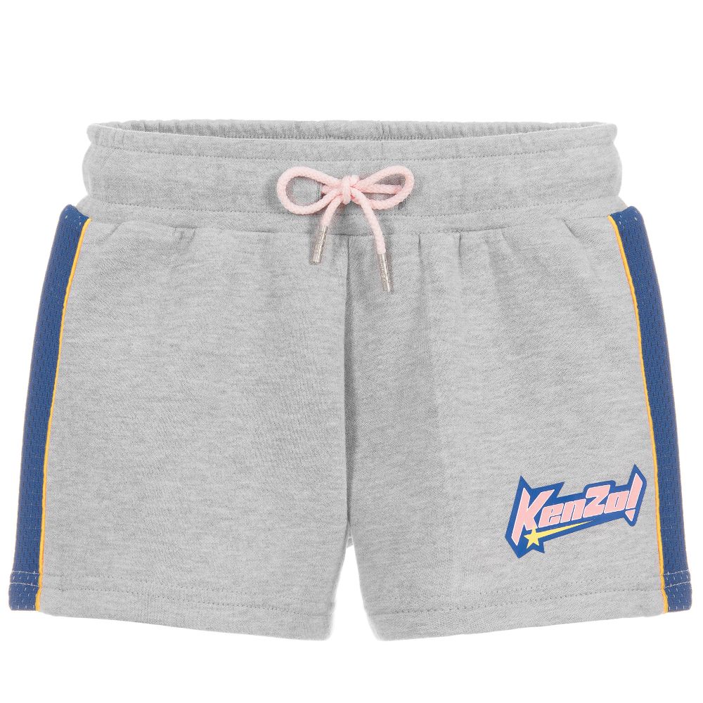 KENZO KIDS - Girls Grey Cotton Shorts | Childrensalon