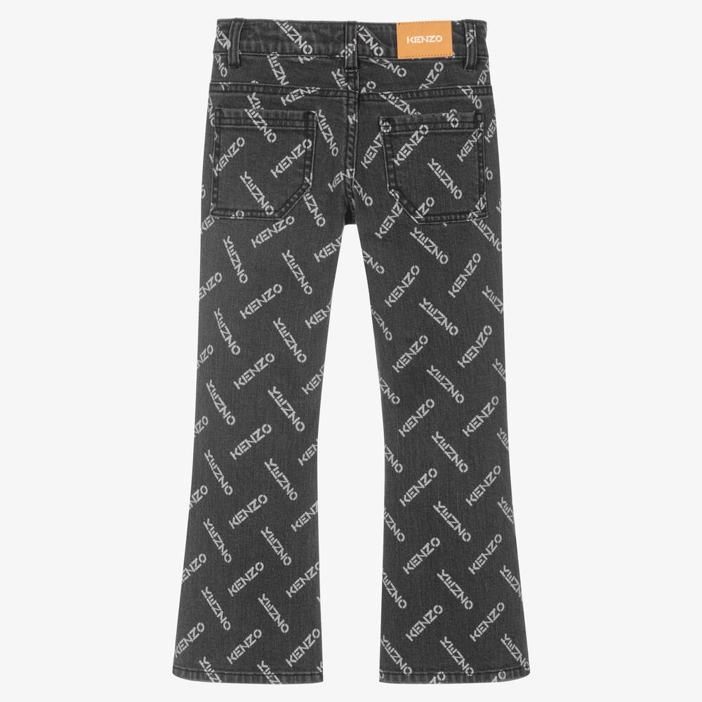 KENZO KIDS-Girls Grey Flared Denim Jeans | Childrensalon Outlet