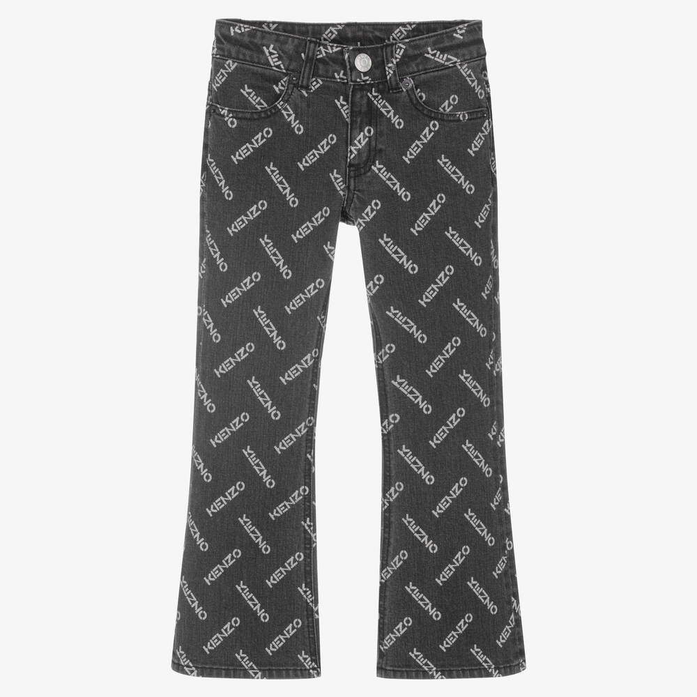 KENZO KIDS-Girls Grey Flared Denim Jeans | Childrensalon Outlet