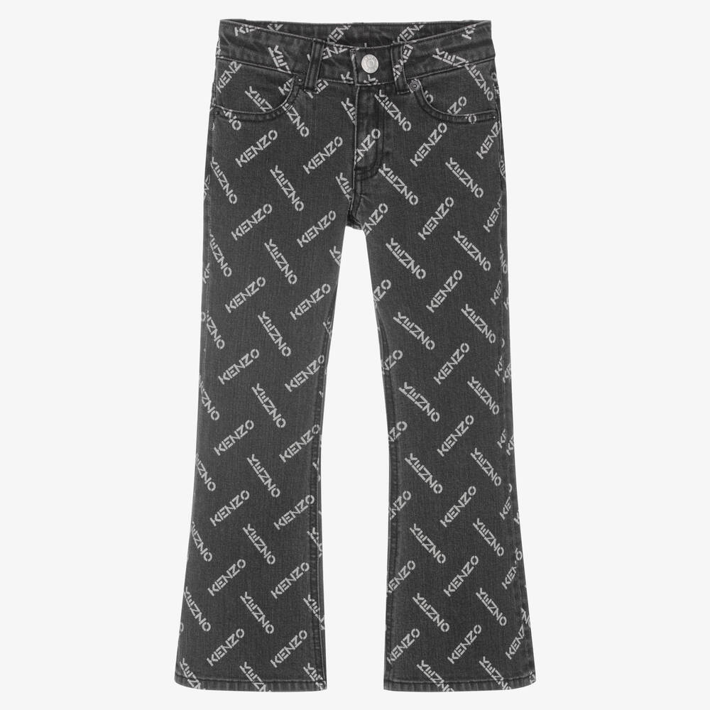 KENZO KIDS - Girls Grey Flared Denim Jeans | Childrensalon