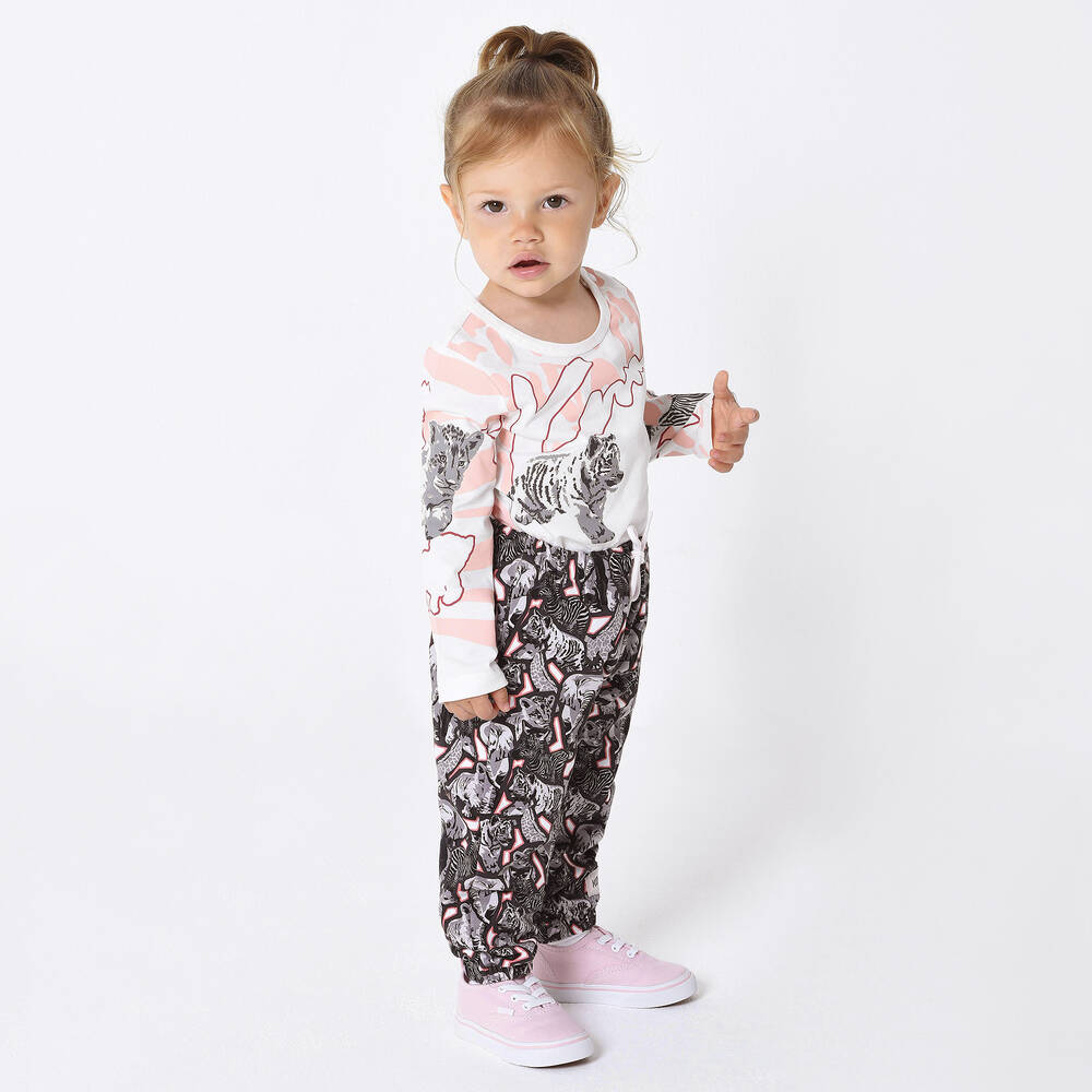KENZO KIDS-Серые хлопковые джоггеры для девочек | Childrensalon Outlet