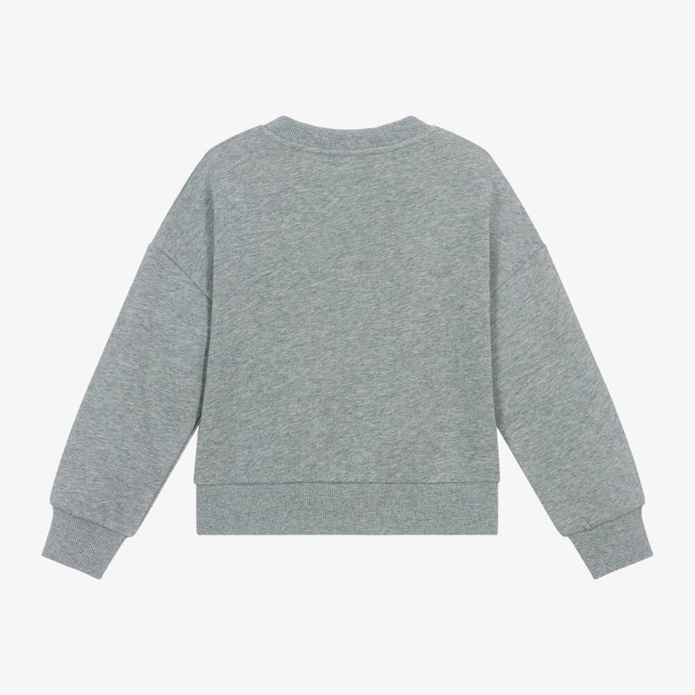 KENZO KIDS-Girls Grey Logo Cotton Jumper | Childrensalon Outlet