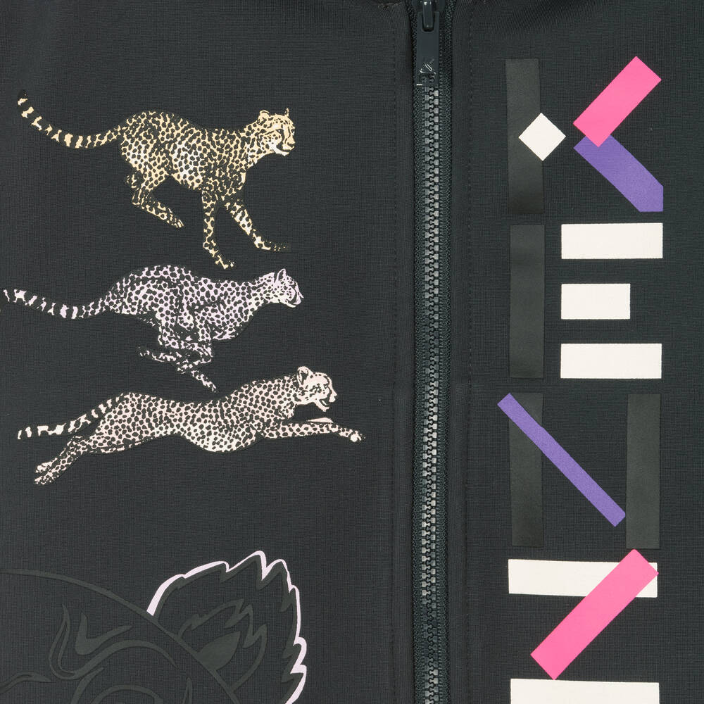 KENZO KIDS-Girls Grey Logo Zip-Up Top | Childrensalon Outlet