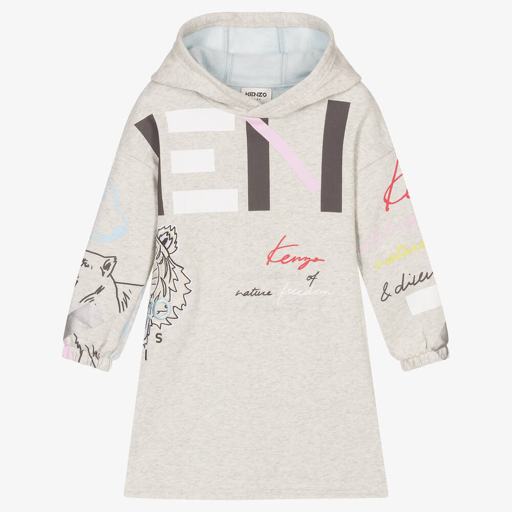 KENZO KIDS-Girls Grey Multi Iconics Dress | Childrensalon Outlet