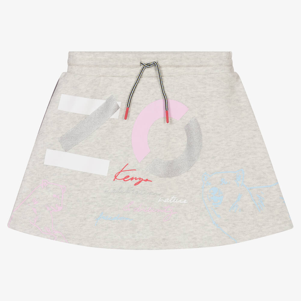 KENZO KIDS - Серая юбка с культовыми логотипами для девочек | Childrensalon