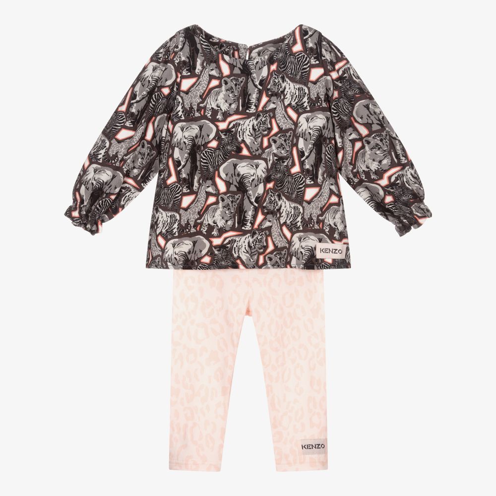 KENZO KIDS - Leggings-Set in Grau und Pink (M) | Childrensalon