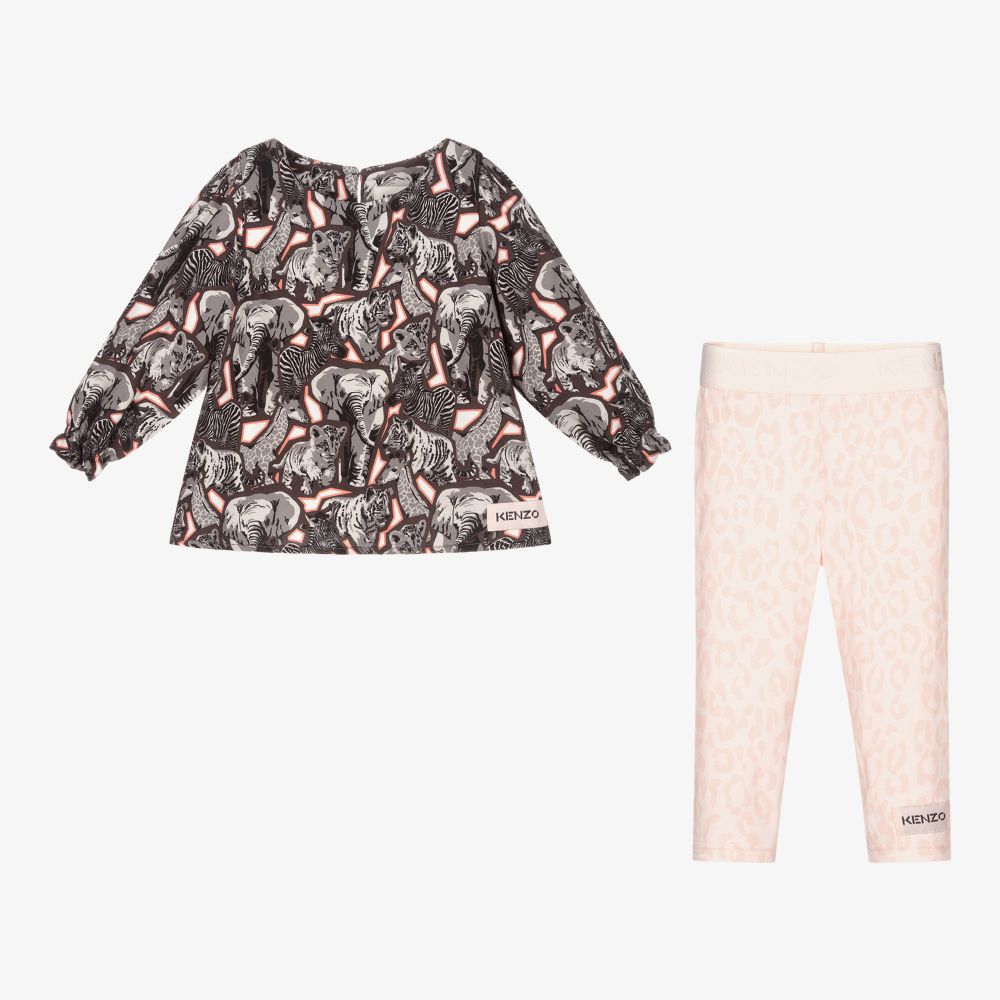 KENZO KIDS Ensemble legging gris et rose Fille Childrensalon Outlet