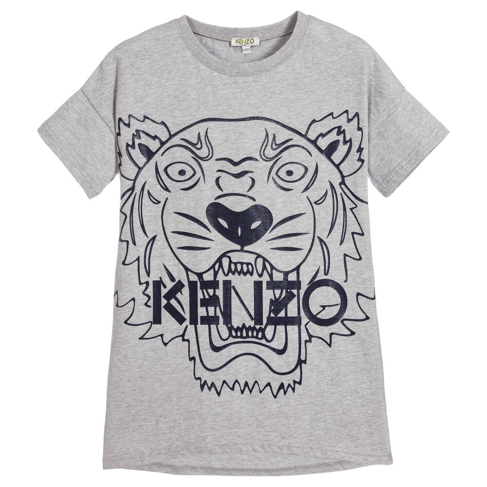 KENZO KIDS - Girls Grey Tiger Jersey Dress | Childrensalon
