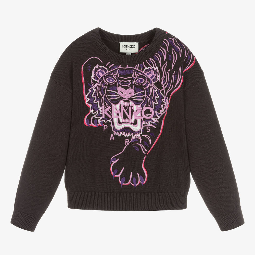 KENZO KIDS - Pull gris Tigre Fille | Childrensalon