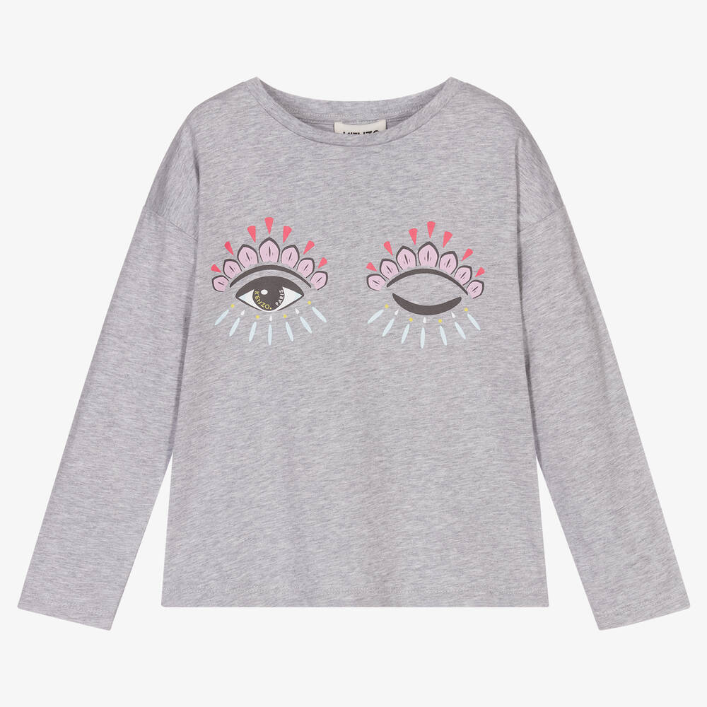 KENZO KIDS - Girls Grey Wink Logo Top | Childrensalon