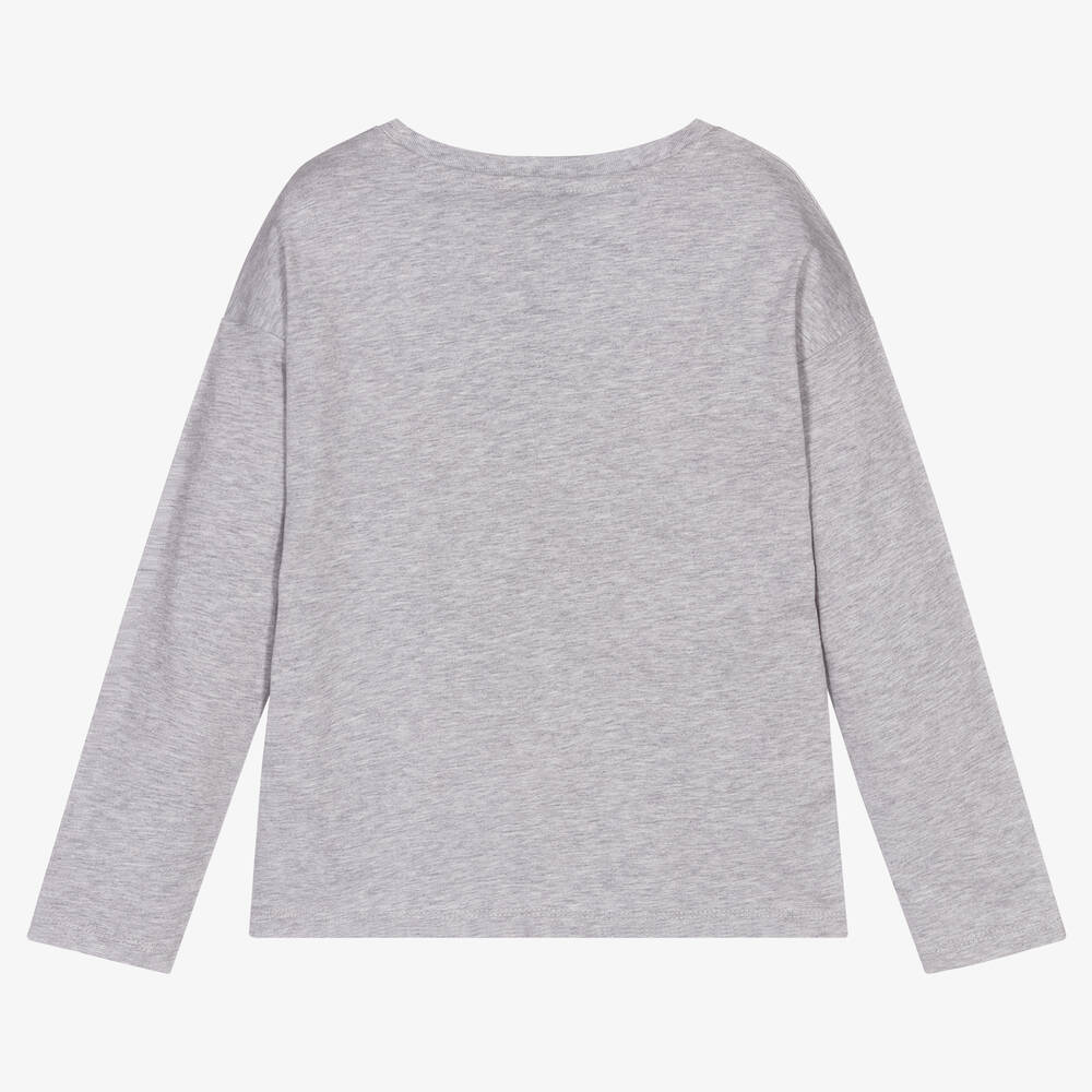 KENZO KIDS-Girls Grey Wink Logo Top | Childrensalon Outlet