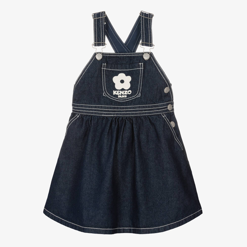KENZO KIDS-فستان دانغريز قطن دنيم لون أزرق نيلي | Childrensalon Outlet