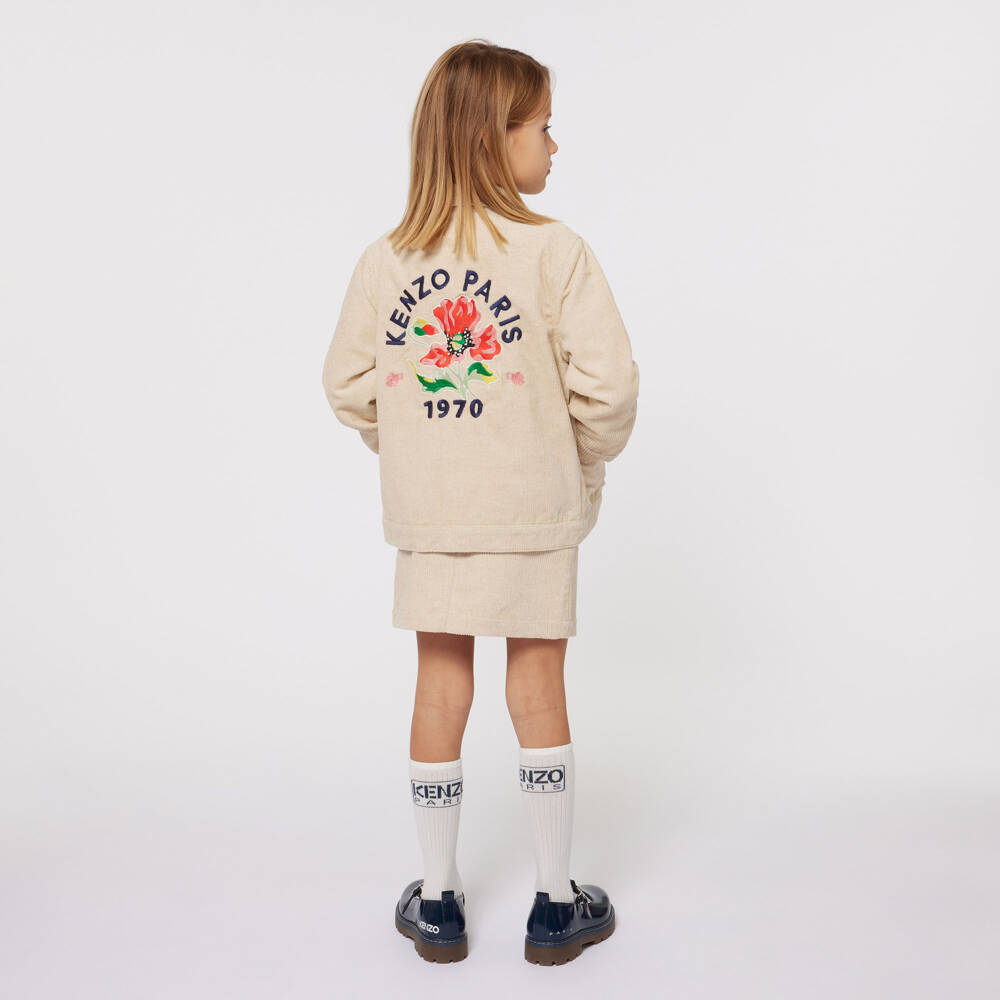 KENZO KIDS-جاكيت مطرز بورود لون بيج للبنات | Childrensalon Outlet