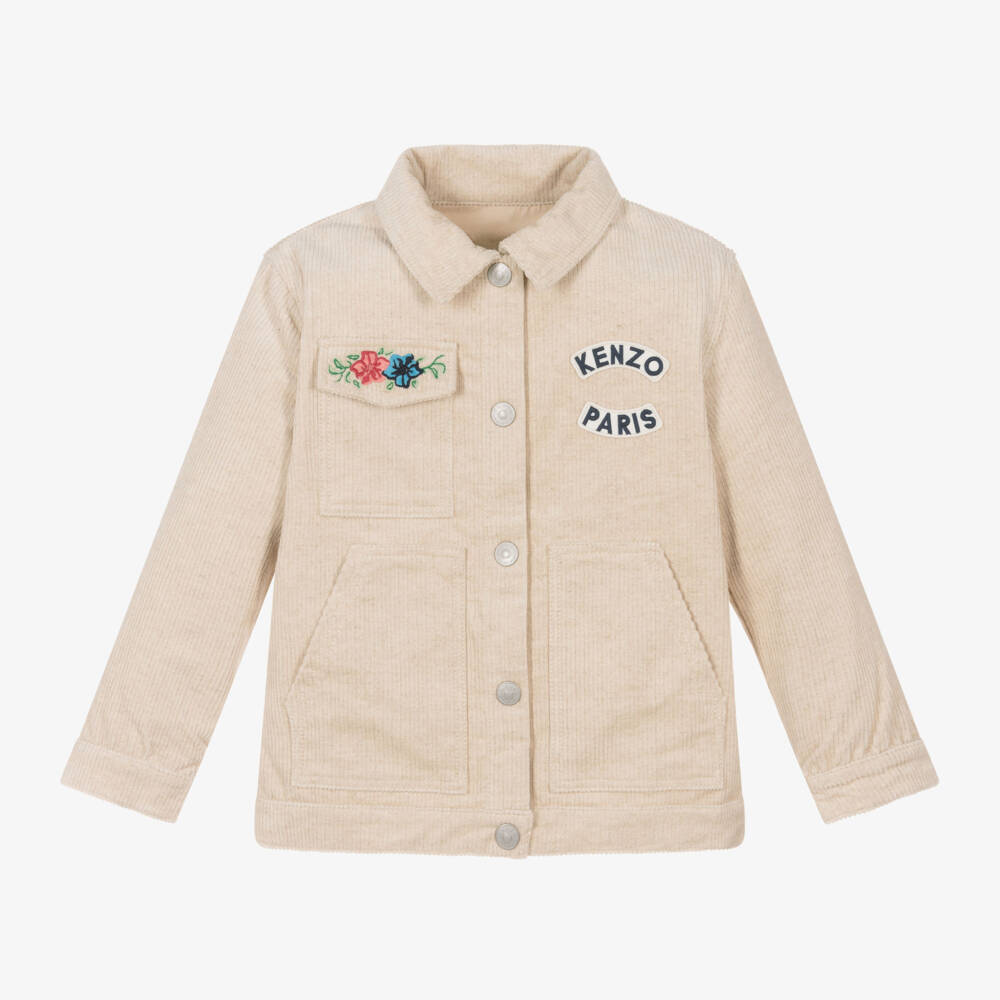 KENZO KIDS-Girls Ivory Corduroy Floral Jacket | Childrensalon Outlet