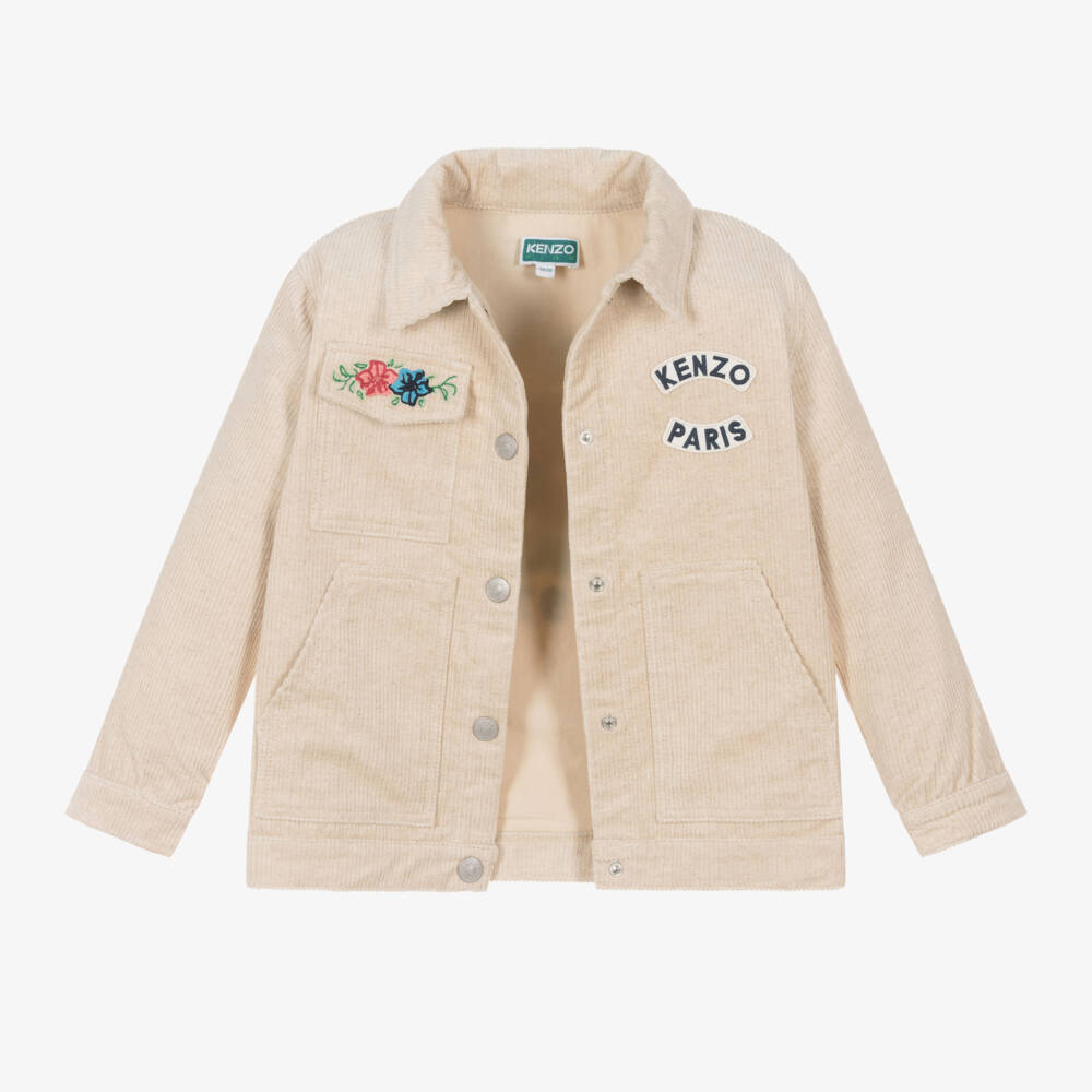 KENZO KIDS-جاكيت مطرز بورود لون بيج للبنات | Childrensalon Outlet