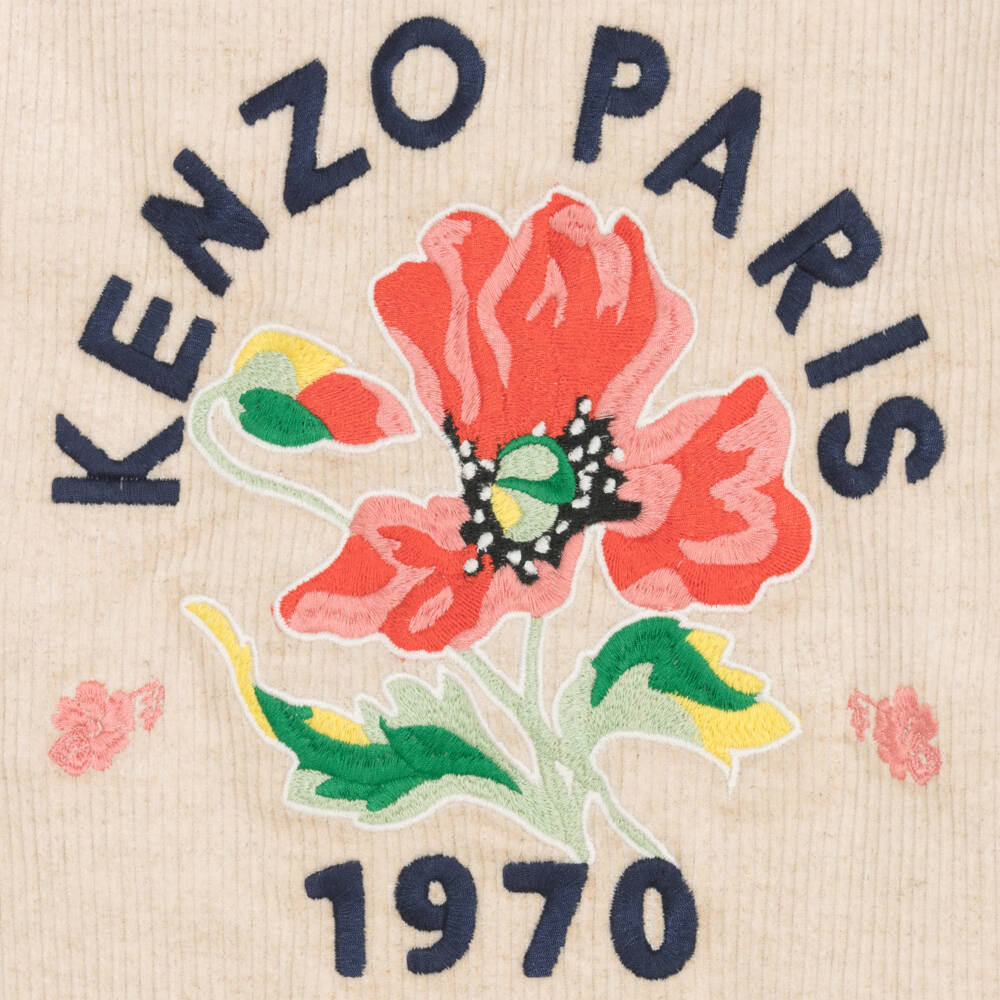 KENZO KIDS-جاكيت مطرز بورود لون بيج للبنات | Childrensalon Outlet