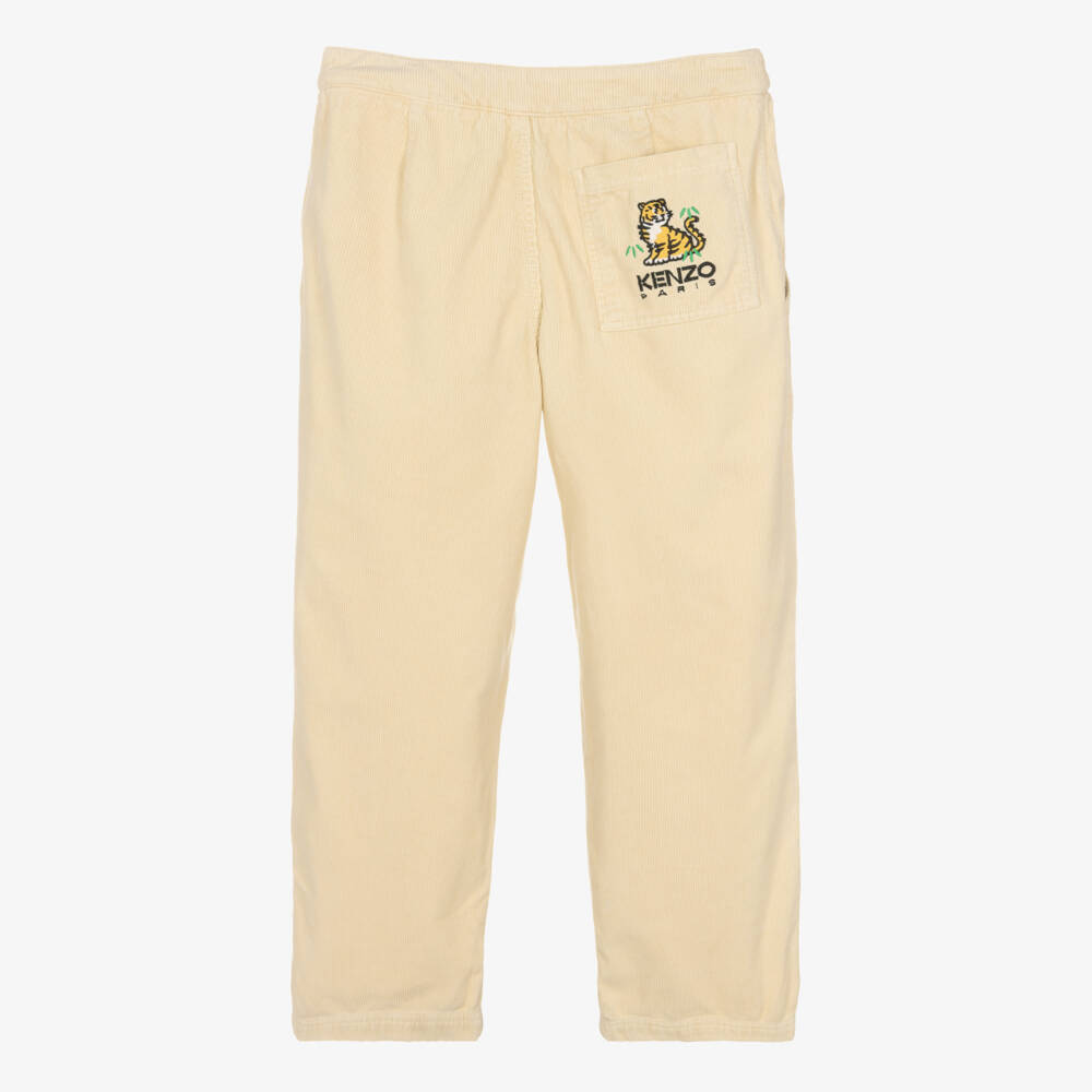 KENZO KIDS-Girls Ivory Corduroy Slim Trousers | Childrensalon Outlet