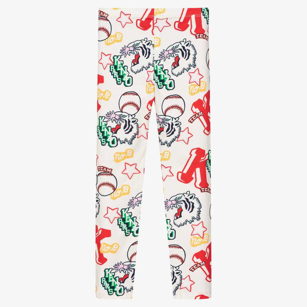 KENZO KIDS-Girls Ivory Cotton Baseball Leggings | Childrensalon Outlet