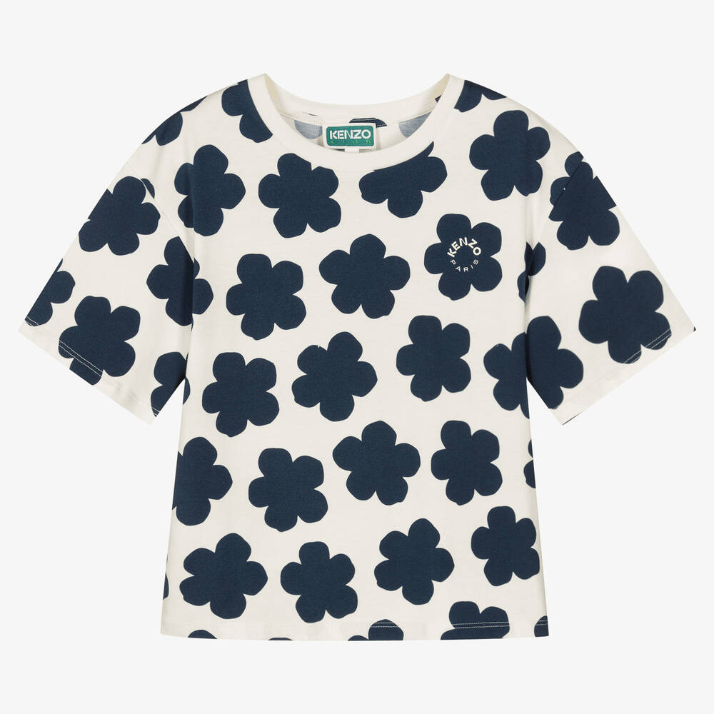 KENZO KIDS - Кремовая хлопковая футболка с цветами | Childrensalon