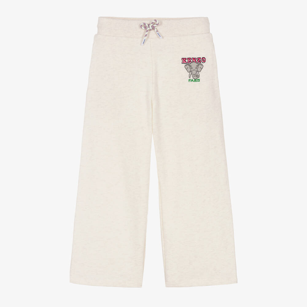 KENZO KIDS - Girls Ivory Cotton Elephant Joggers | Childrensalon