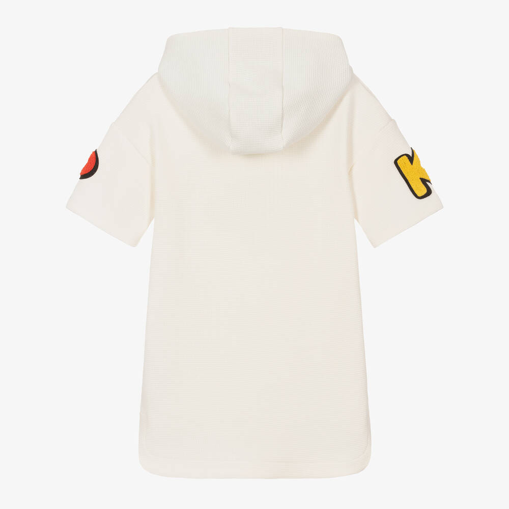 KENZO KIDS-Girls Ivory Cotton Hooded Dress | Childrensalon Outlet