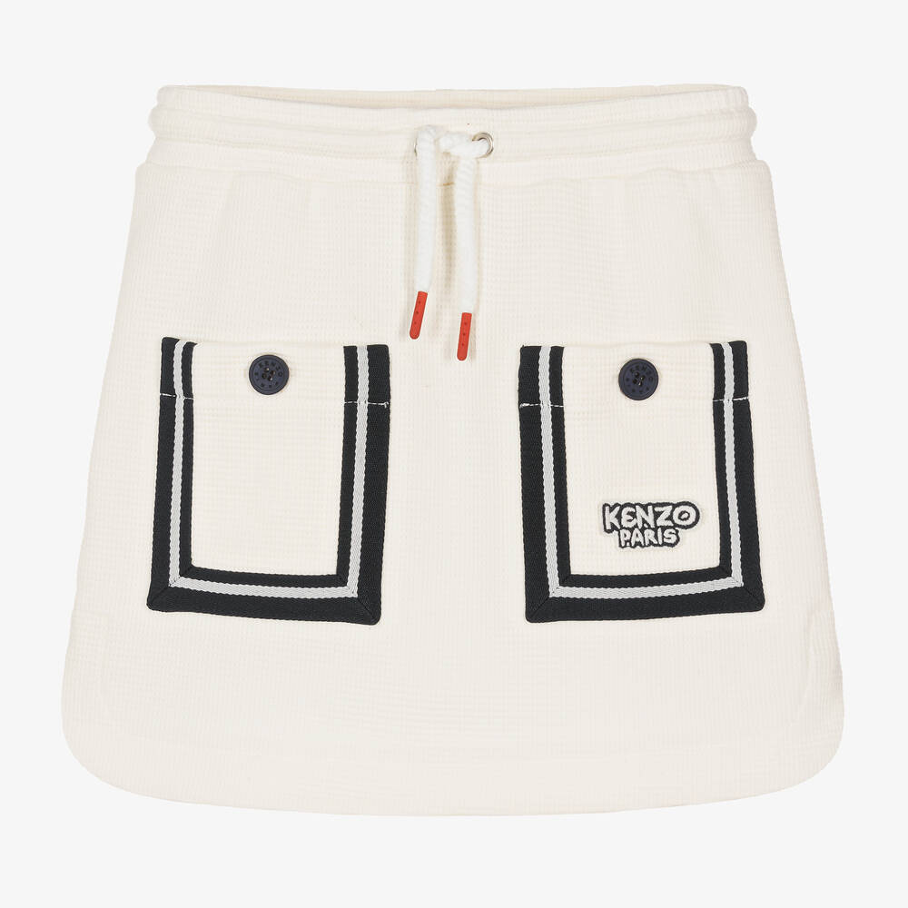KENZO KIDS-Girls Ivory Cotton Skirt | Childrensalon Outlet
