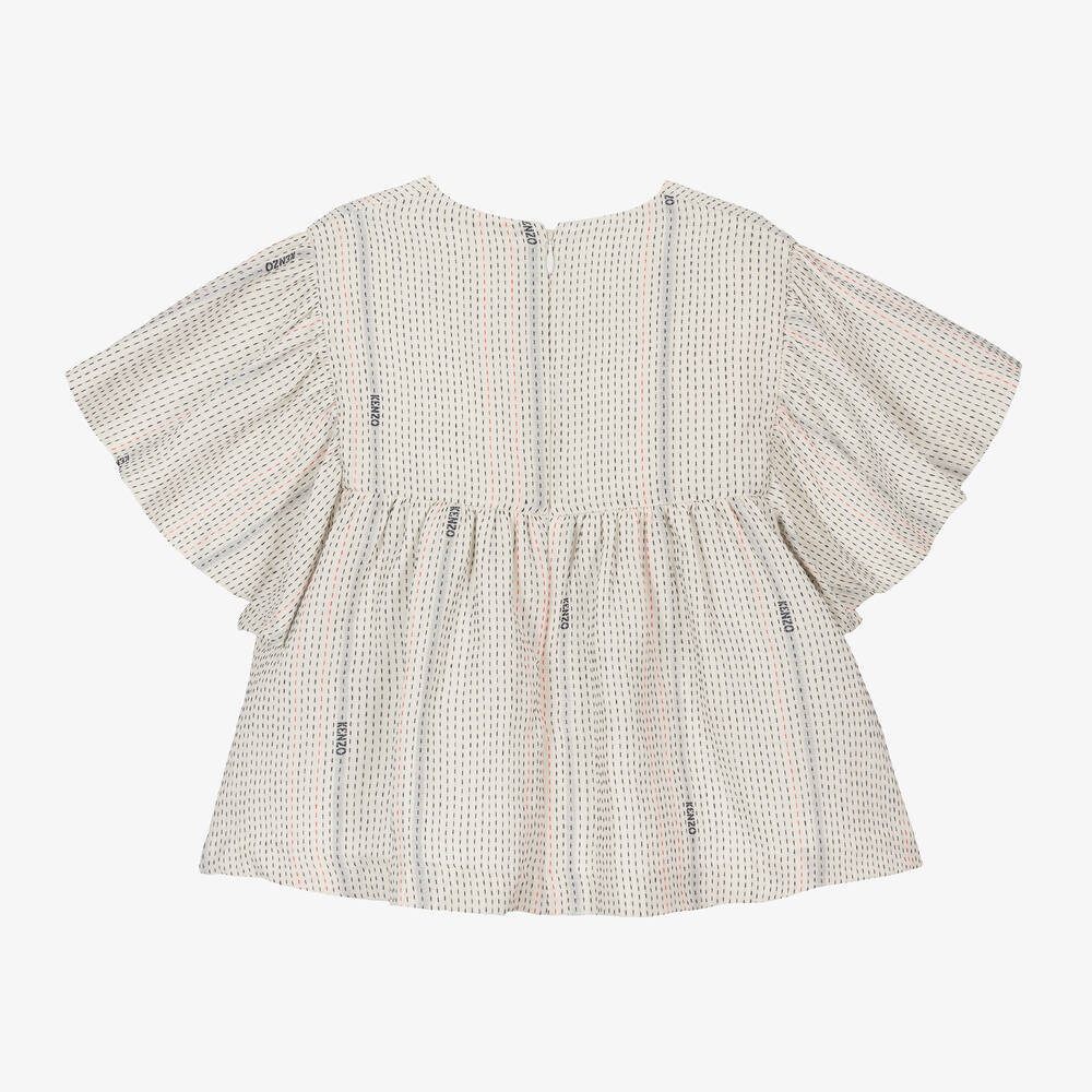 KENZO KIDS-Girls Ivory Cotton Striped Blouse | Childrensalon Outlet