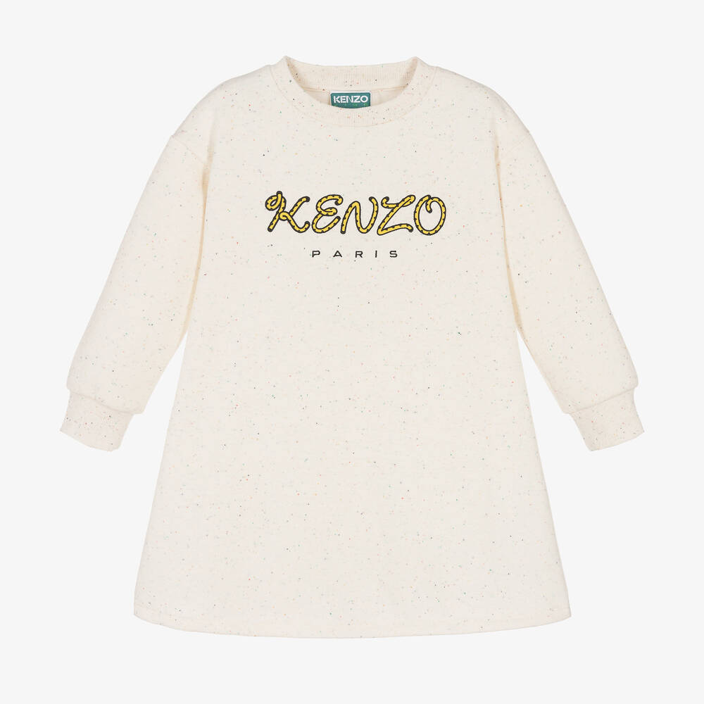 KENZO KIDS - Girls Ivory Cotton Sweatshirt Dress | Childrensalon
