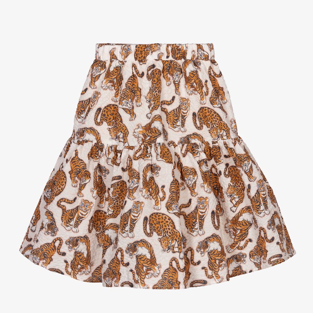 KENZO KIDS-Girls Ivory Cotton Tiger Skirt | Childrensalon Outlet