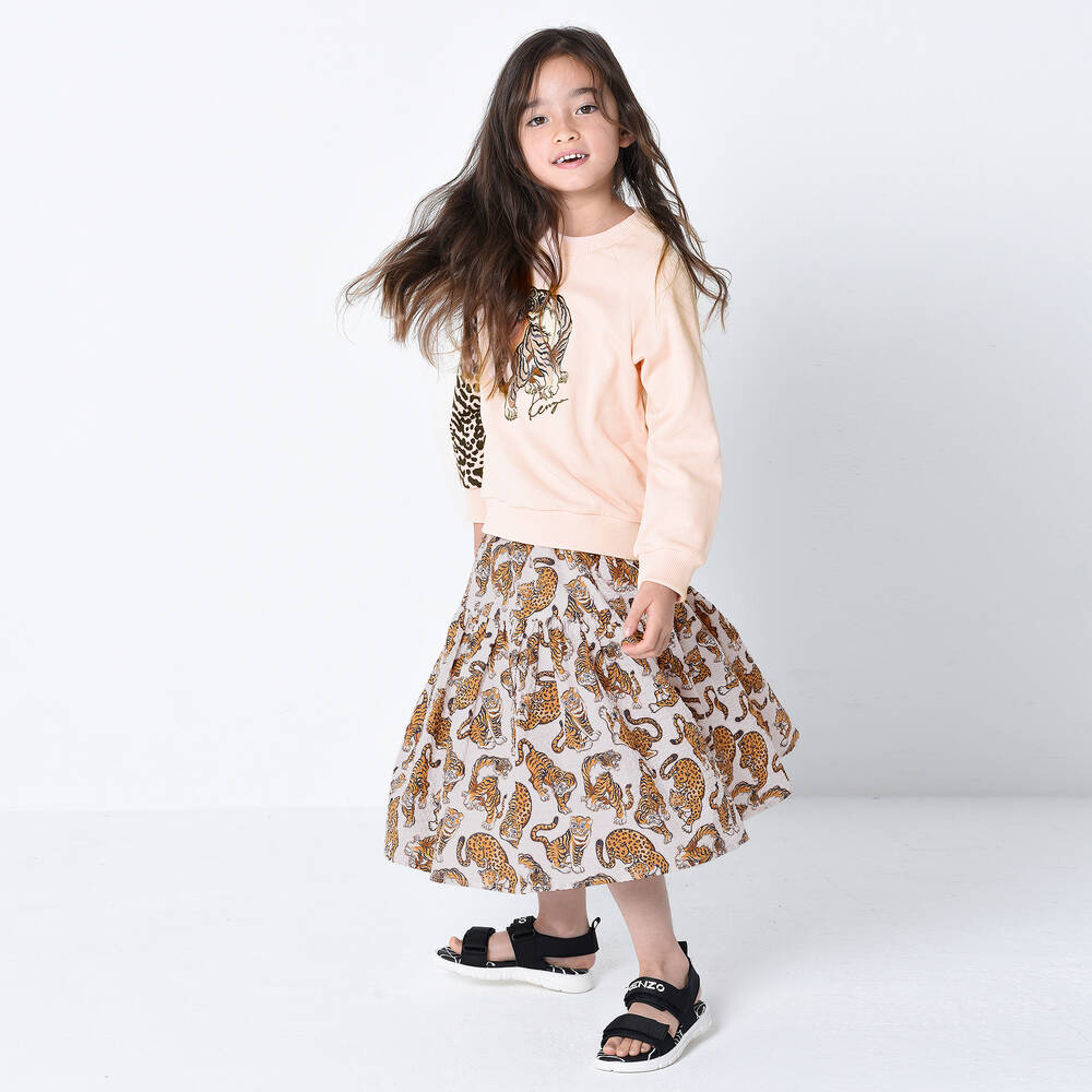 KENZO KIDS-Girls Ivory Cotton Tiger Skirt | Childrensalon Outlet