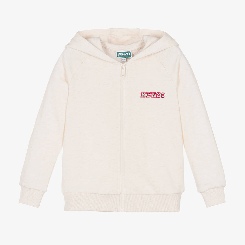 KENZO KIDS - Girls Ivory Cotton Zip-up Hoodie | Childrensalon