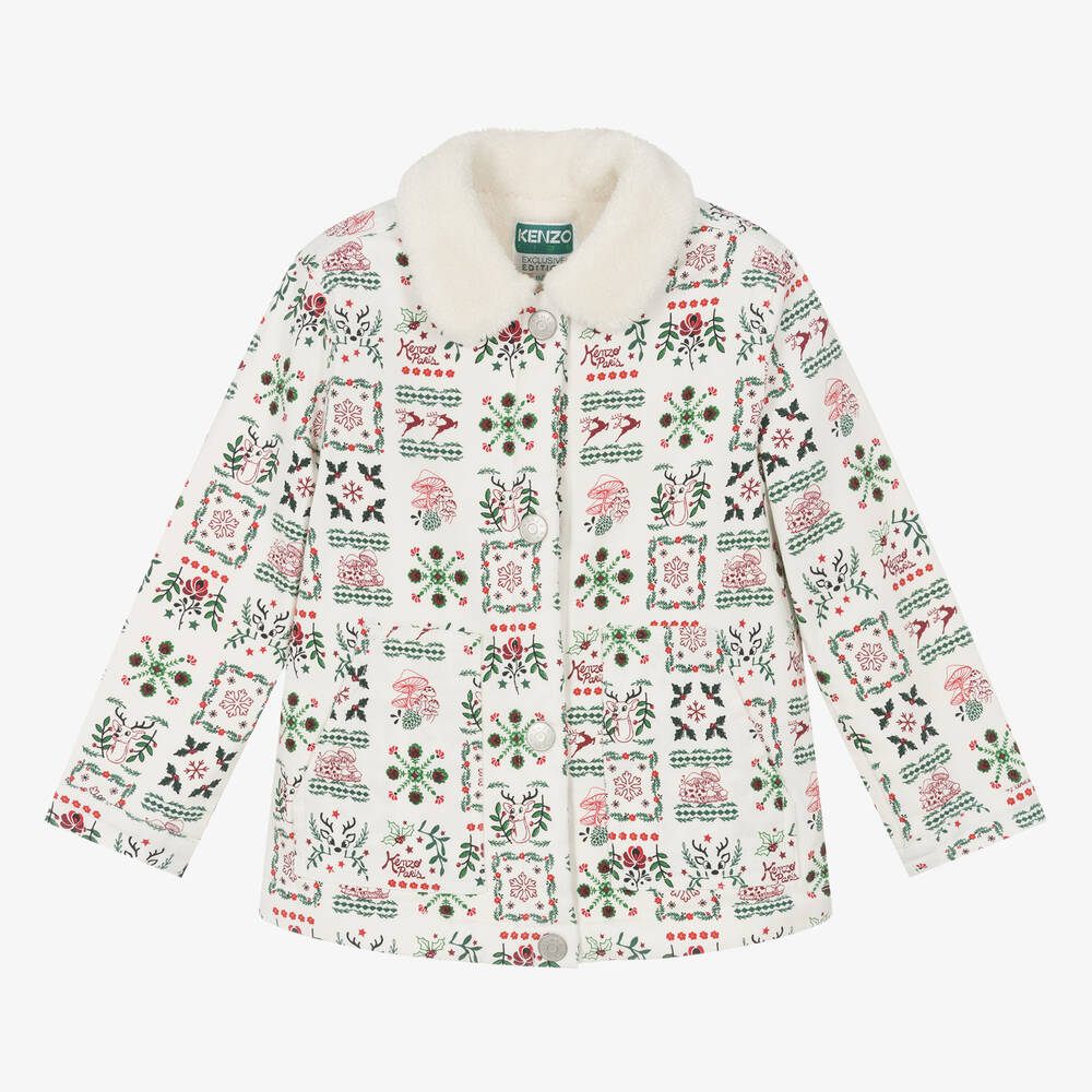 KENZO KIDS Veste de Noel coton sherpa ivoire Childrensalon Outlet