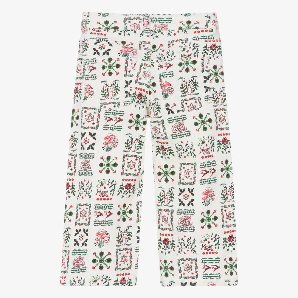 KENZO KIDS-بنطلون قطن تويل لون عاجي للبنات | Childrensalon Outlet