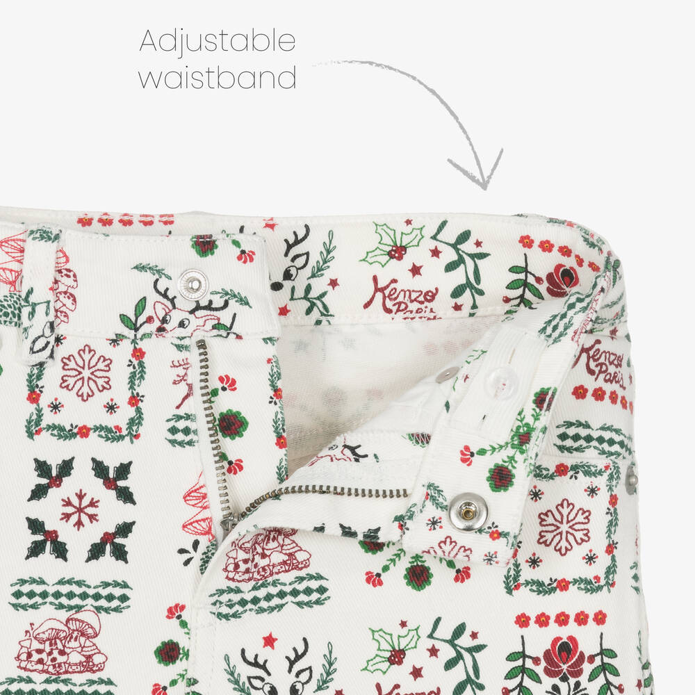 KENZO KIDS-بنطلون قطن تويل لون عاجي للبنات | Childrensalon Outlet