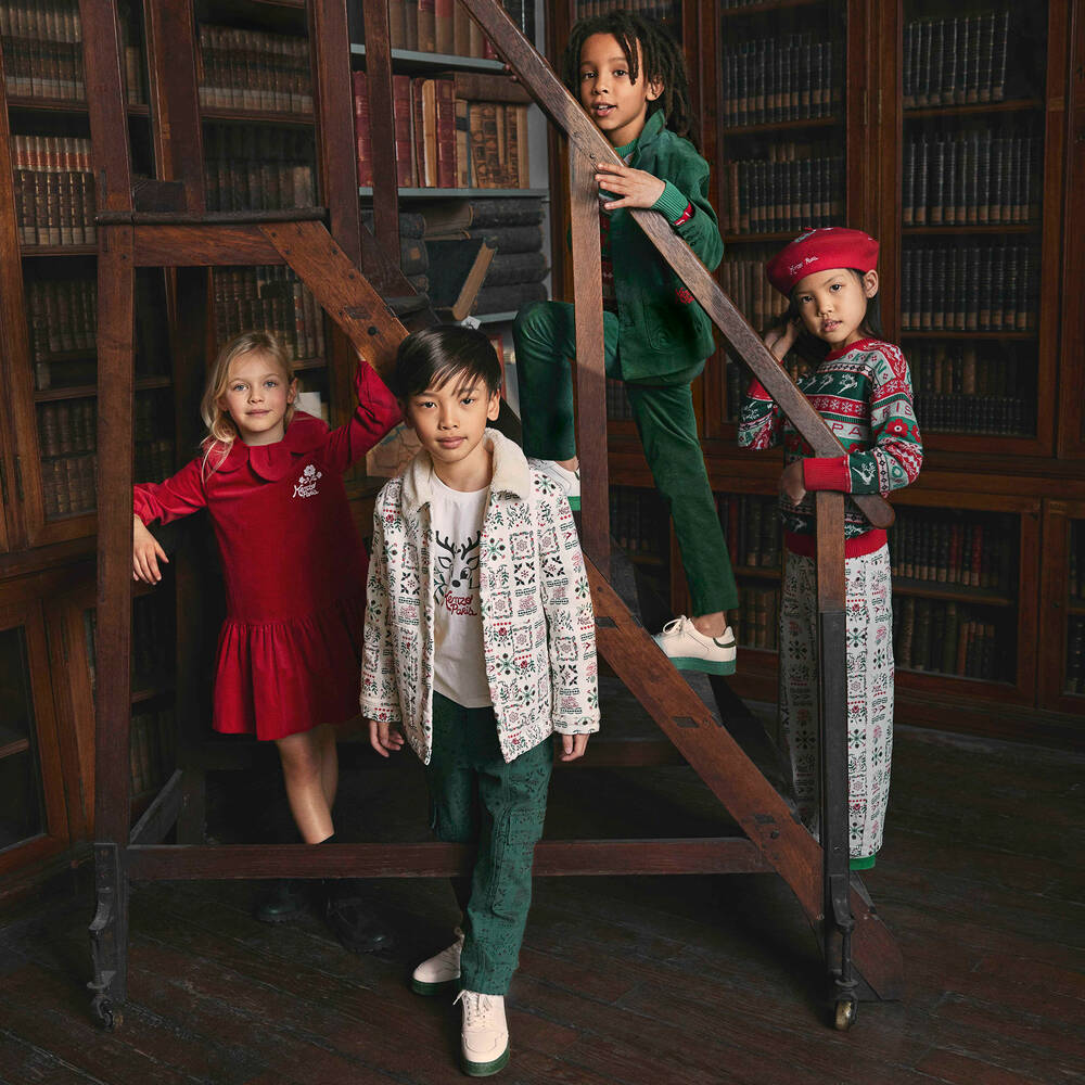 KENZO KIDS-بنطلون قطن تويل لون عاجي للبنات | Childrensalon Outlet