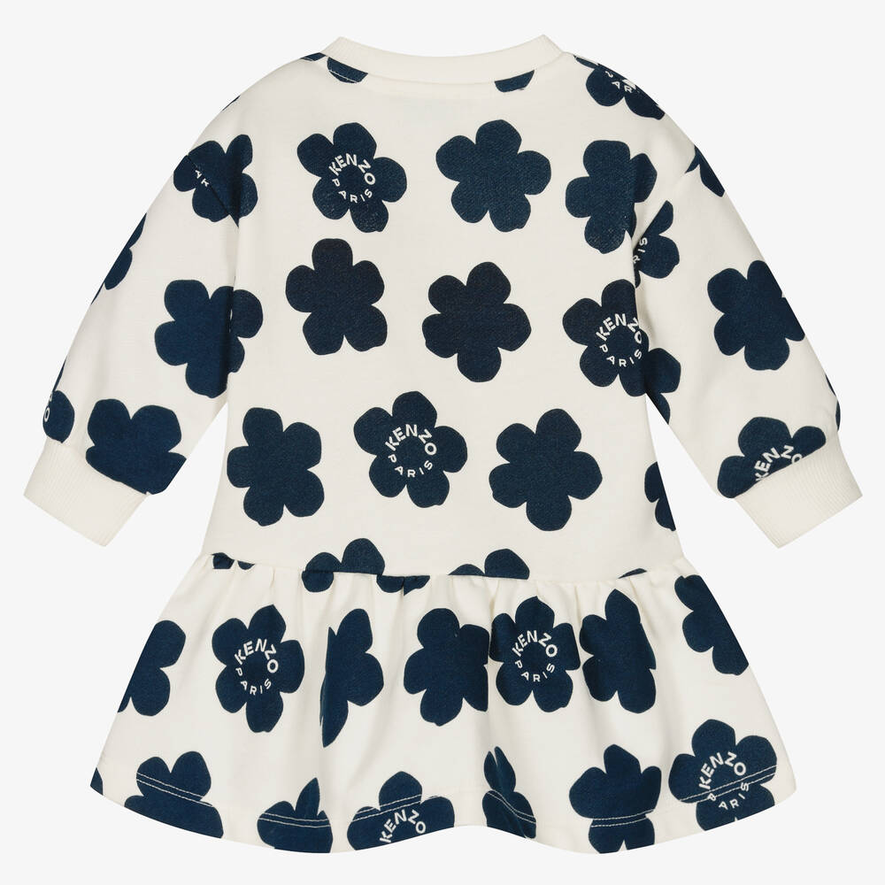 KENZO KIDS-Girls Ivory Floral Cotton Dress | Childrensalon Outlet