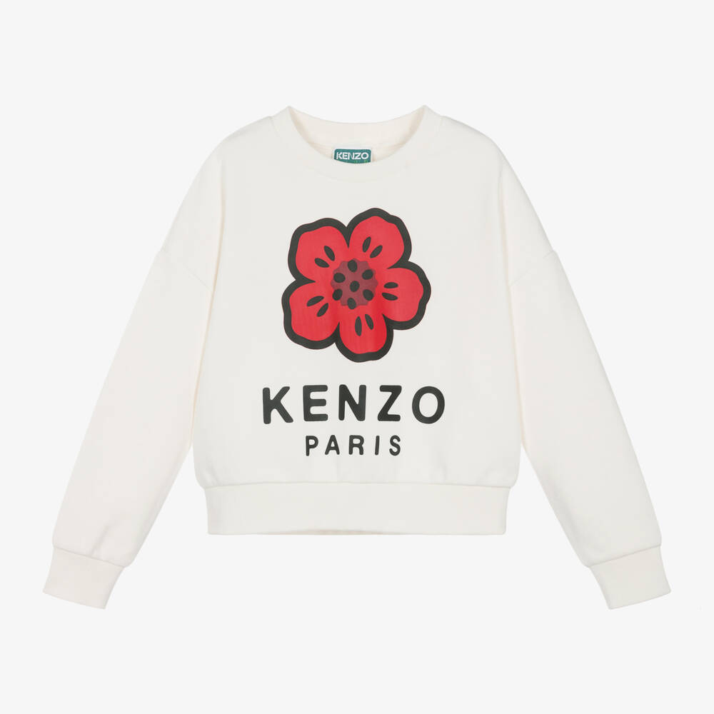 KENZO KIDS-بلوزة قطنية عاجية بنقشة زهور للبنات | Childrensalon Outlet
