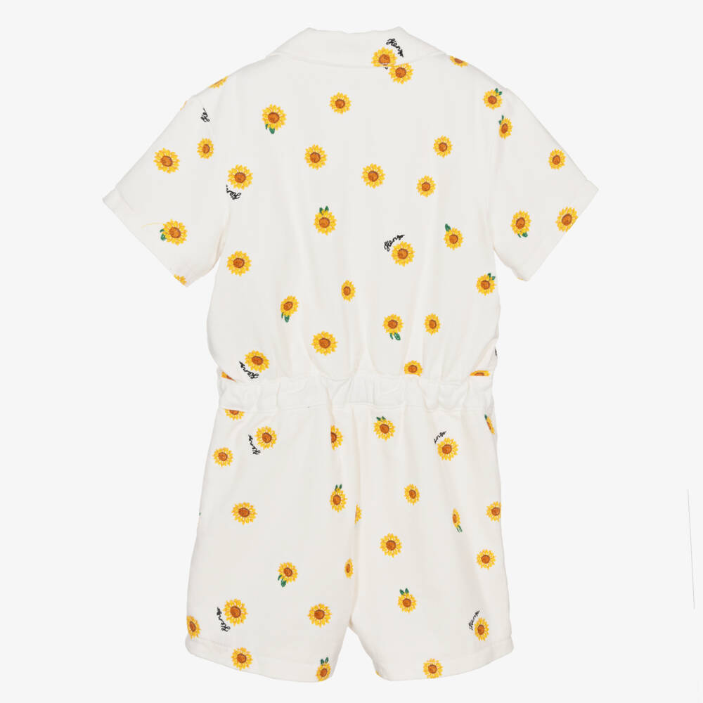 KENZO KIDS-Girls Ivory Floral Cotton Romper | Childrensalon Outlet