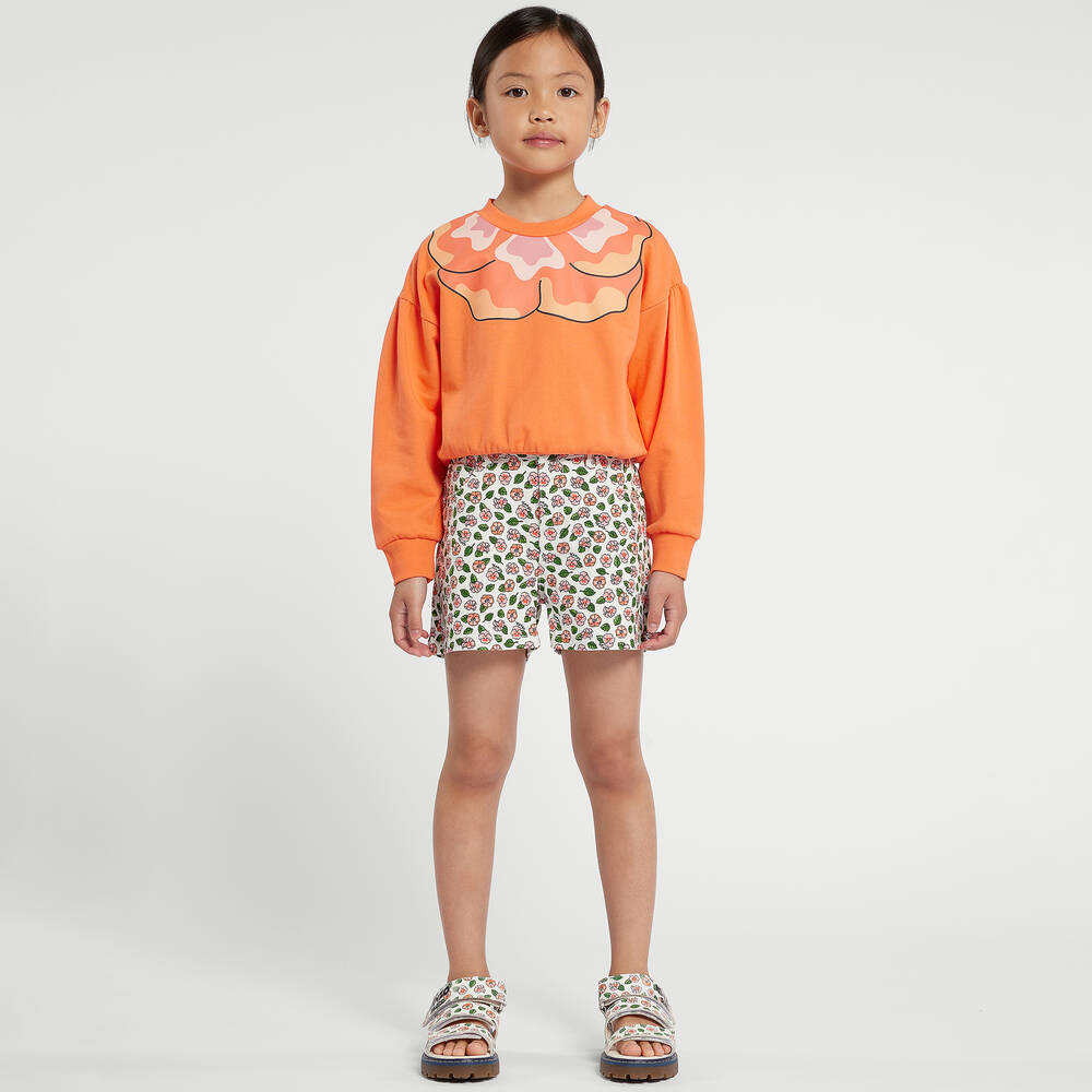 KENZO KIDS-Girls Ivory Floral Cotton Shorts | Childrensalon Outlet