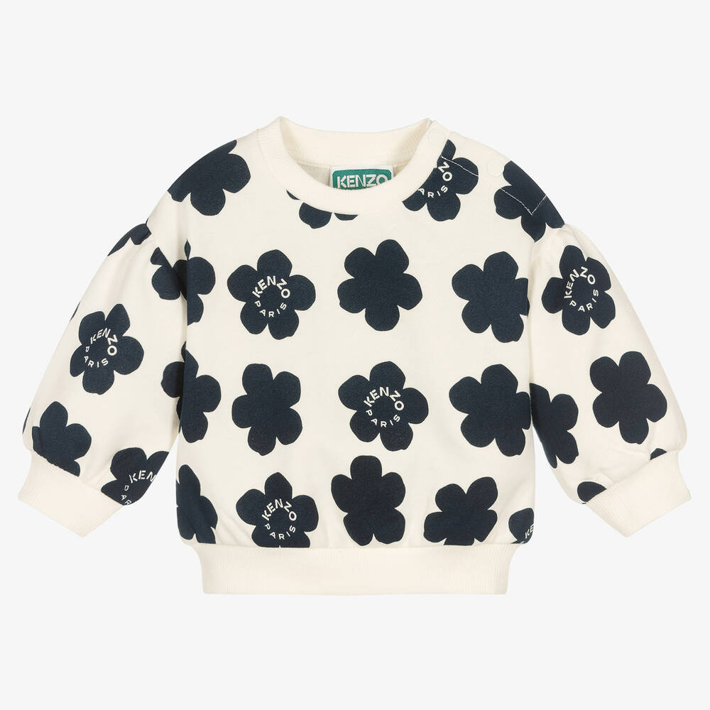KENZO KIDS-Кремовый хлопковый свитшот с цветами | Childrensalon Outlet