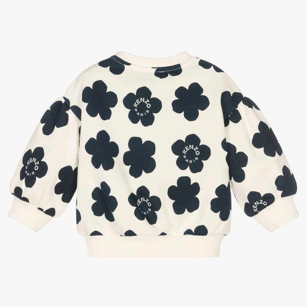 KENZO KIDS-Girls Ivory Floral Cotton Sweatshirt | Childrensalon Outlet