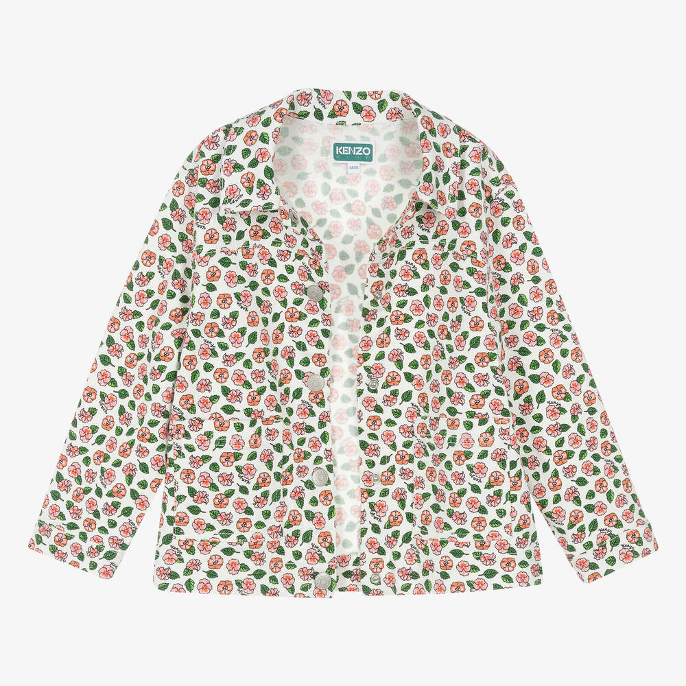 KENZO KIDS Girls Ivory Floral Denim Jacket