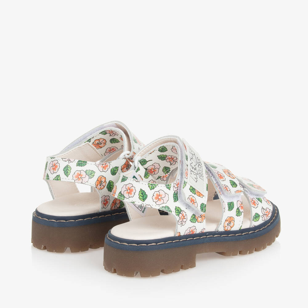 KENZO KIDS-Girls Ivory Floral Print Leather Sandals | Childrensalon Outlet