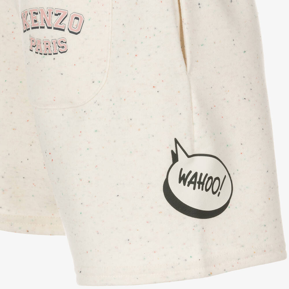 KENZO KIDS-Girls Ivory Graphic Cotton Shorts | Childrensalon Outlet