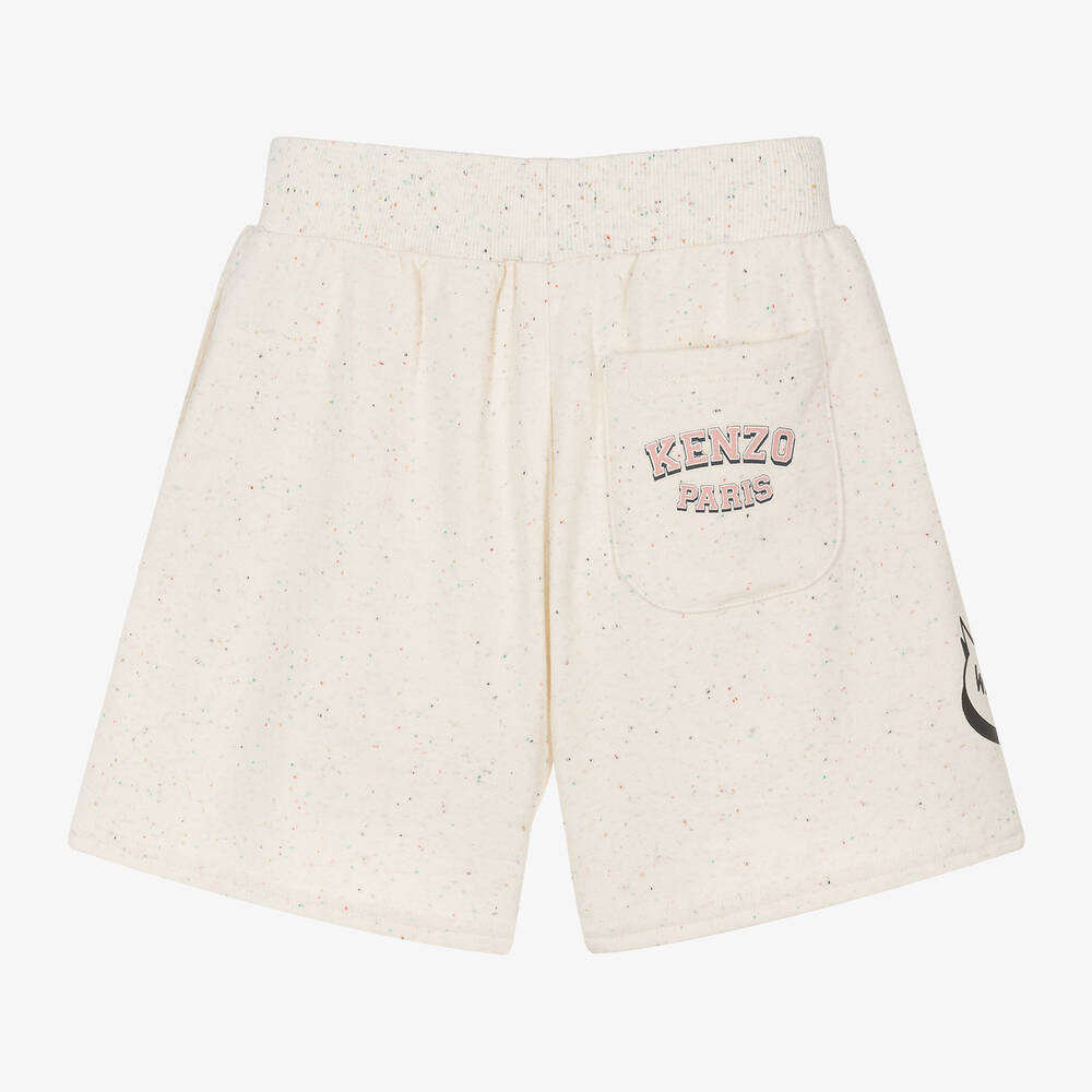 KENZO KIDS-Girls Ivory Graphic Cotton Shorts | Childrensalon Outlet