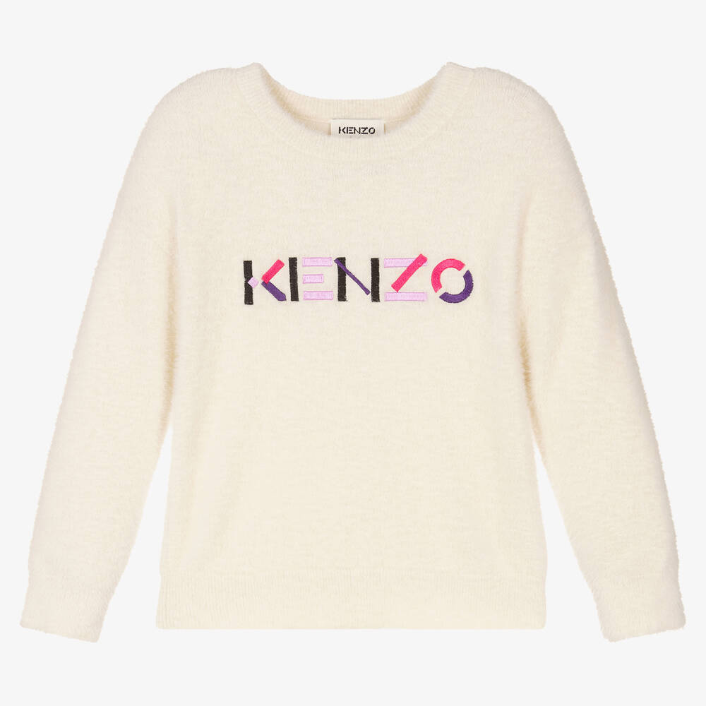 KENZO KIDS - Girls Ivory Logo Sweater | Childrensalon