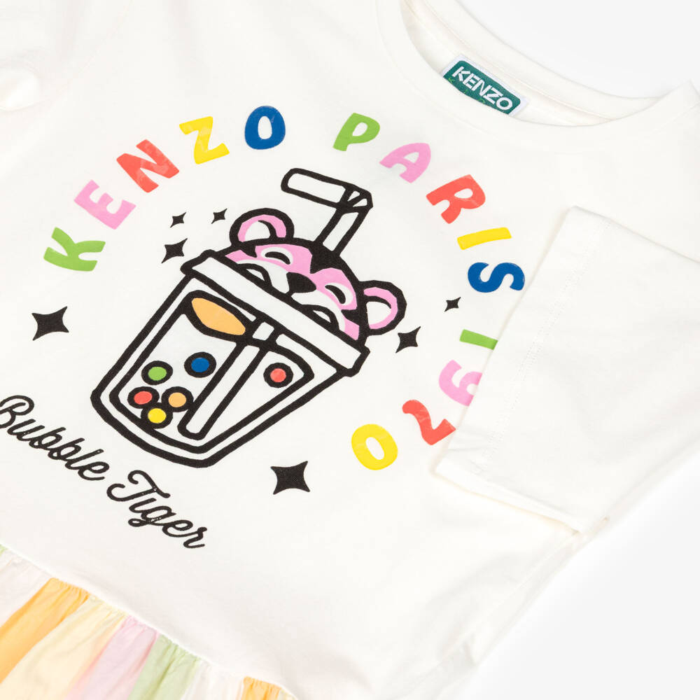 KENZO KIDS-Girls Ivory & Multi-Coloured Stripe Dress | Childrensalon Outlet