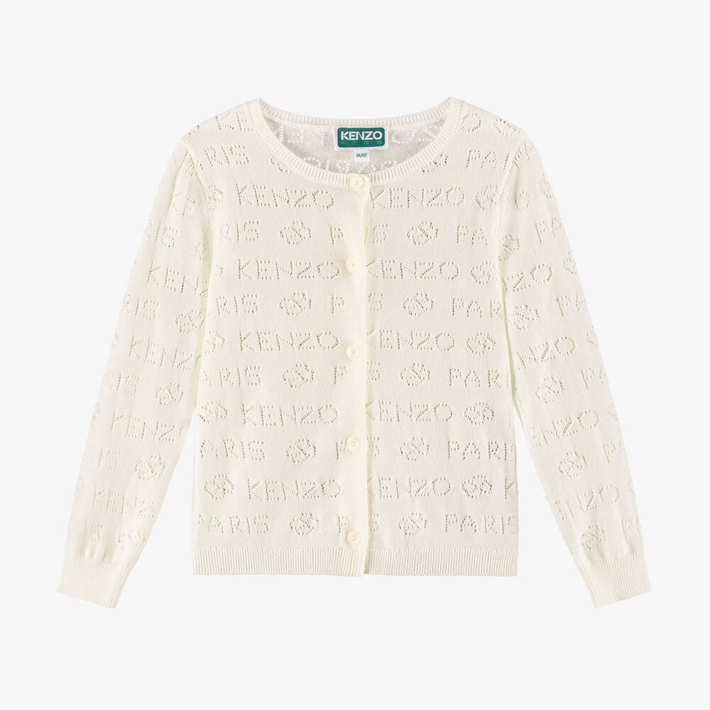 KENZO KIDS-Girls Ivory Organic Cotton Knit Cardigan | Childrensalon Outlet