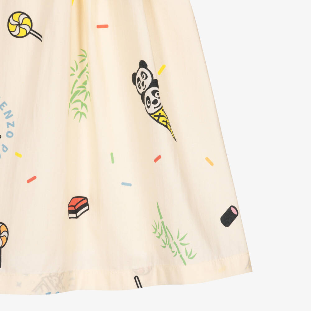 KENZO KIDS-Girls Ivory Patterned Dress | Childrensalon Outlet