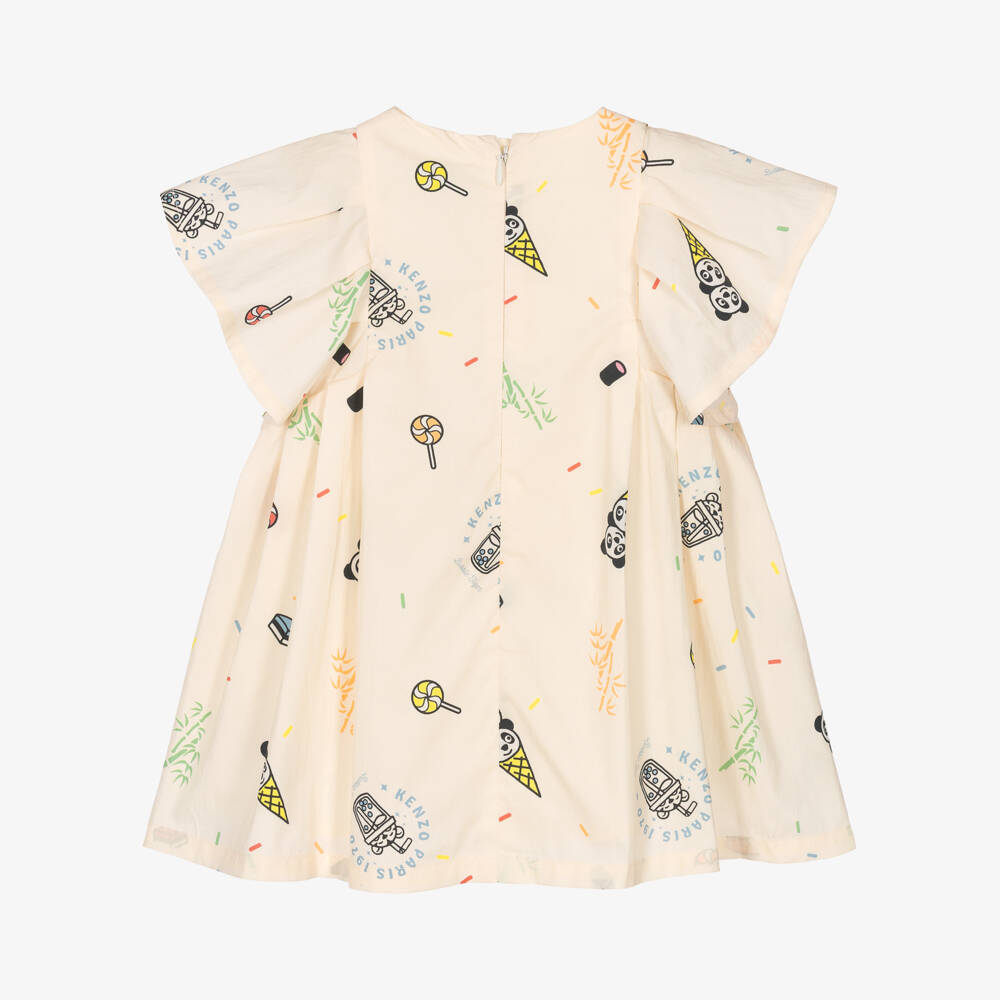 KENZO KIDS-Girls Ivory Patterned Dress | Childrensalon Outlet